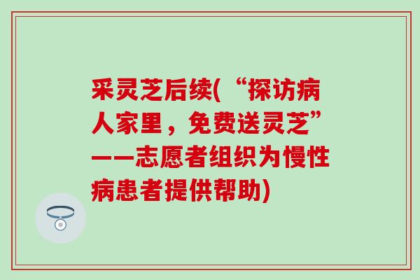 采灵芝后续(“探访病人家里，免费送灵芝”——志愿者组织为慢性病患者提供帮助)