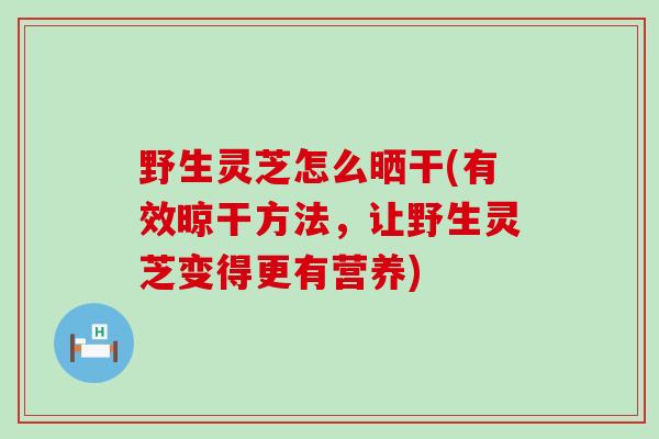 野生灵芝怎么晒干(有效晾干方法，让野生灵芝变得更有营养)