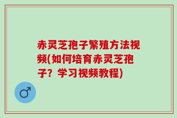 赤灵芝孢子繁殖方法视频(如何培育赤灵芝孢子？学习视频教程)
