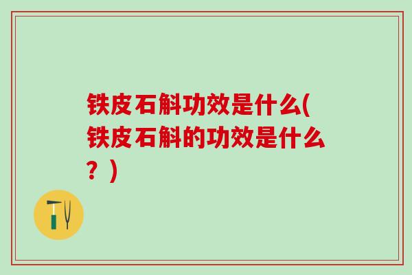 铁皮石斛功效是什么(铁皮石斛的功效是什么？)