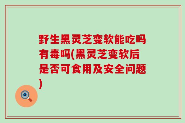 野生黑灵芝变软能吃吗有毒吗(黑灵芝变软后是否可食用及安全问题)