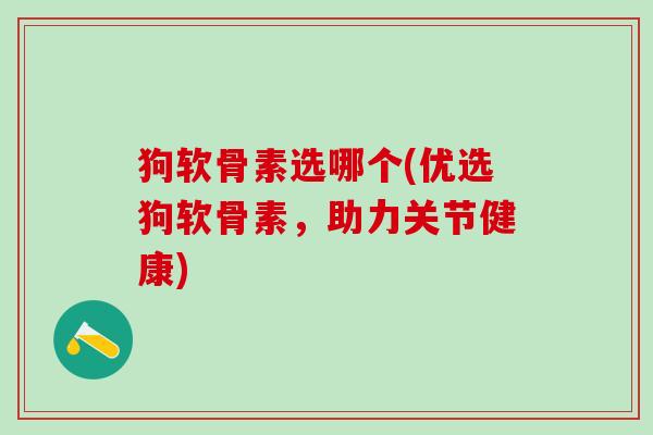 狗软骨素选哪个(优选狗软骨素，助力关节健康)