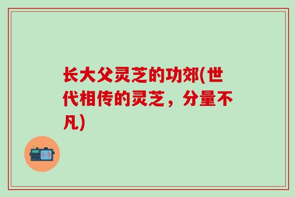 长大父灵芝的功郊(世代相传的灵芝，分量不凡)