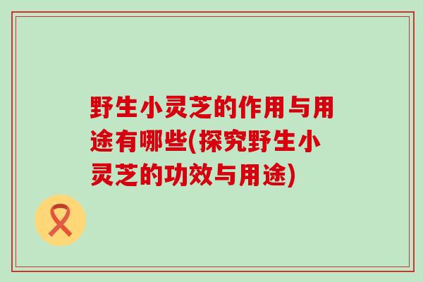 野生小灵芝的作用与用途有哪些(探究野生小灵芝的功效与用途) 野生小灵芝的作用与用途有哪些(探究野生小灵芝的功效与用途)