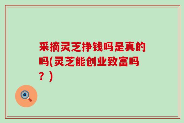 采摘灵芝挣钱吗是真的吗(灵芝能创业致富吗？)