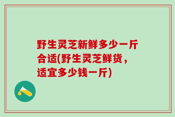 野生灵芝新鲜多少一斤合适(野生灵芝鲜货,适宜多少钱一斤) 野生灵芝新鲜多少一斤合适(野生灵芝鲜货,适宜多少钱一斤)