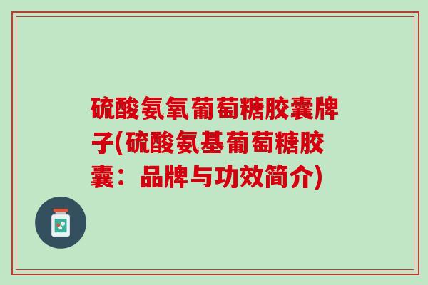硫酸氨氧葡萄糖胶囊牌子(硫酸氨基葡萄糖胶囊：品牌与功效简介)