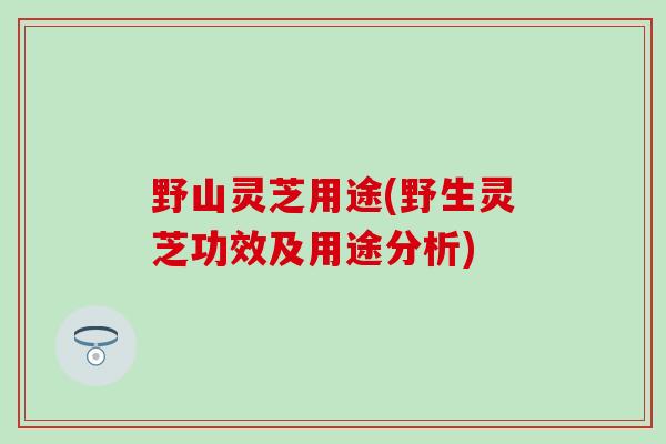 野山灵芝用途(野生灵芝功效及用途分析)