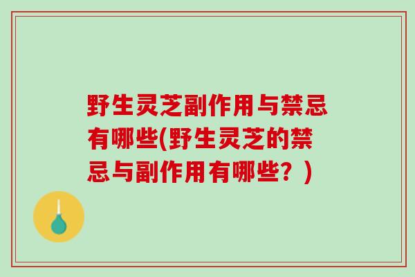 野生灵芝副作用与禁忌有哪些(野生灵芝的禁忌与副作用有哪些？)