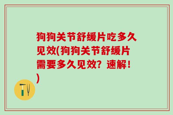 狗狗关节舒缓片吃多久见效(狗狗关节舒缓片需要多久见效？速解！)