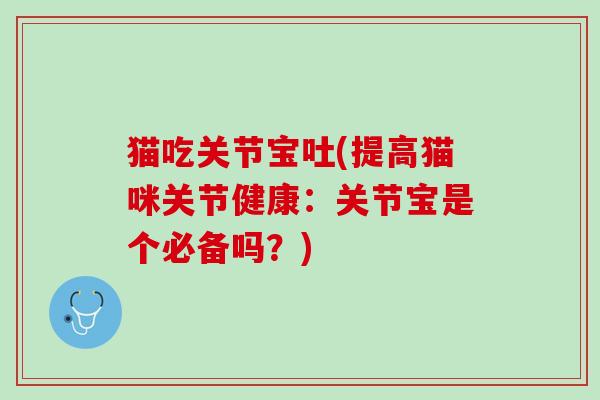 猫吃关节宝吐(提高猫咪关节健康：关节宝是个必备吗？)