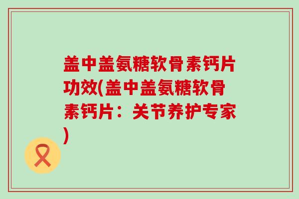 盖中盖氨糖软骨素钙片功效(盖中盖氨糖软骨素钙片：关节养护专家)