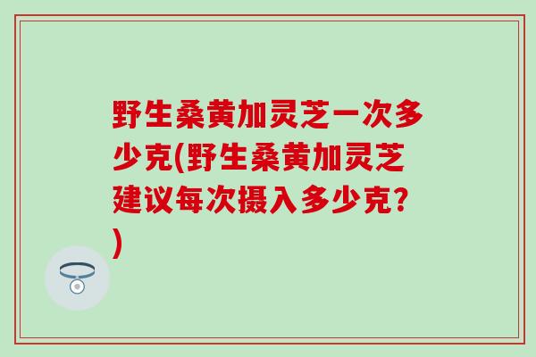 野生桑黄加灵芝一次多少克(野生桑黄加灵芝建议每次摄入多少克？)