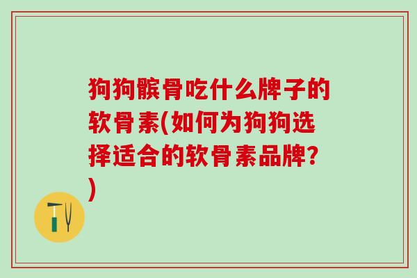 狗狗髌骨吃什么牌子的软骨素(如何为狗狗选择适合的软骨素品牌？)