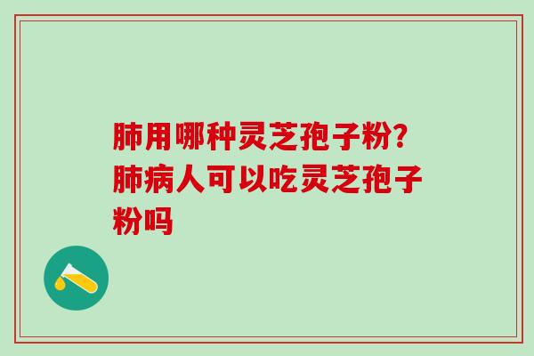 肺用哪种灵芝孢子粉？肺病人可以吃灵芝孢子粉吗