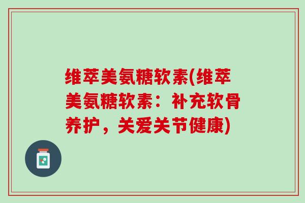 维萃美氨糖软素(维萃美氨糖软素：补充软骨养护，关爱关节健康)