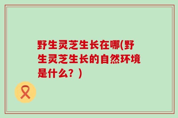野生灵芝生长在哪(野生灵芝生长的自然环境是什么？)