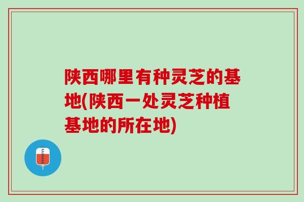 陕西哪里有种灵芝的基地(陕西一处灵芝种植基地的所在地)