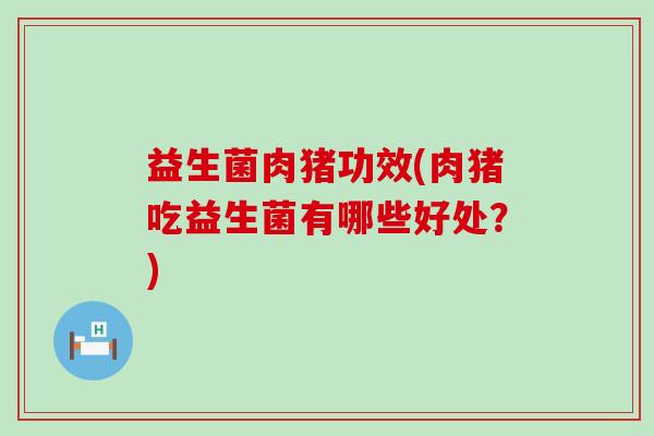 益生菌肉猪功效(肉猪吃益生菌有哪些好处？)