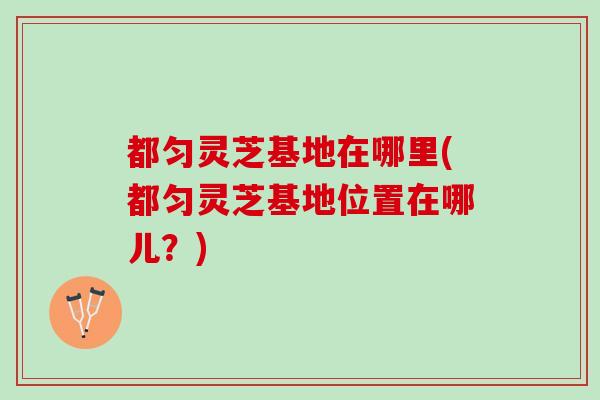 都匀灵芝基地在哪里(都匀灵芝基地位置在哪儿？)