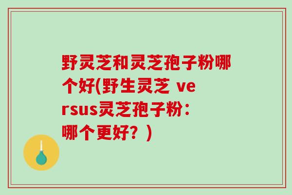 野灵芝和灵芝孢子粉哪个好(野生灵芝 versus灵芝孢子粉：哪个更好？)