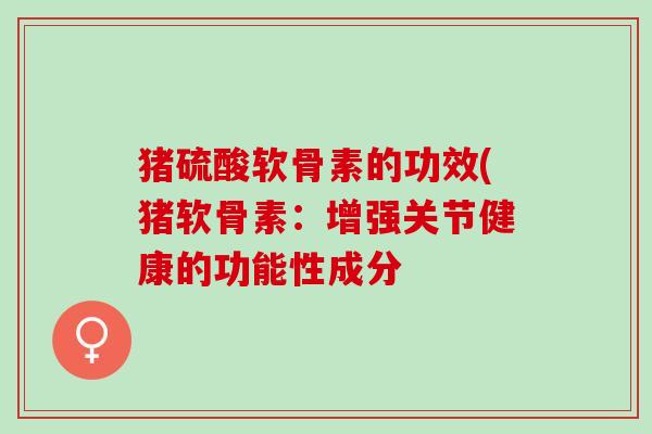 猪硫酸软骨素的功效(猪软骨素：增强关节健康的功能性成分