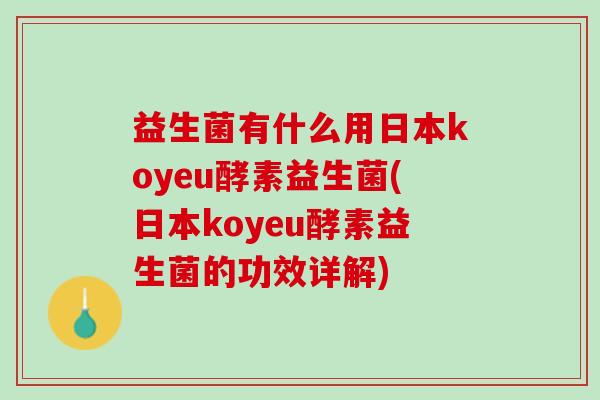 益生菌有什么用日本koyeu酵素益生菌(日本koyeu酵素益生菌的功效详解)