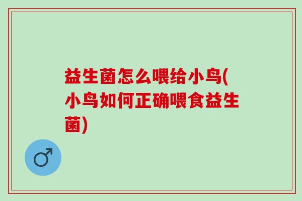 益生菌怎么喂给小鸟(小鸟如何正确喂食益生菌)