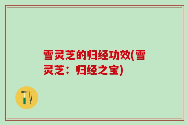 雪灵芝的归经功效(雪灵芝：归经之宝)