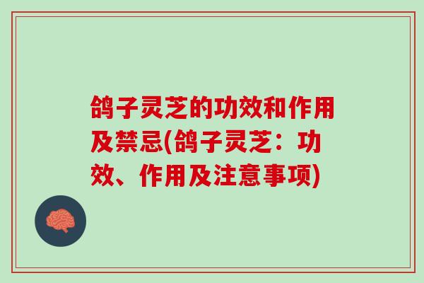 鸽子灵芝的功效和作用及禁忌(鸽子灵芝：功效、作用及注意事项)