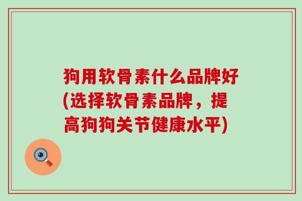 狗用软骨素什么品牌好(选择软骨素品牌，提高狗狗关节健康水平)
