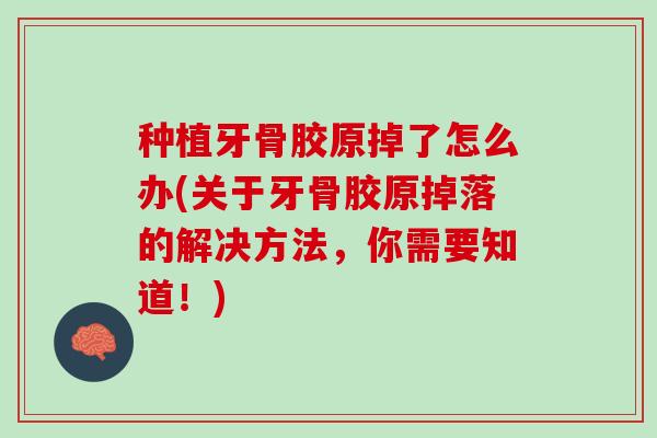 种植牙骨胶原掉了怎么办(关于牙骨胶原掉落的解决方法，你需要知道！)