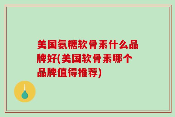 美国氨糖软骨素什么品牌好(美国软骨素哪个品牌值得推荐)