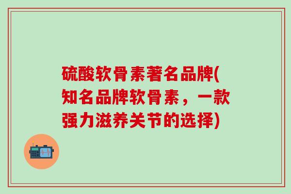 硫酸软骨素著名品牌(知名品牌软骨素，一款强力滋养关节的选择)