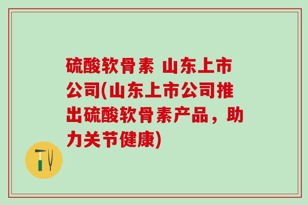 硫酸软骨素 山东上市公司(山东上市公司推出硫酸软骨素产品，助力关节健康)