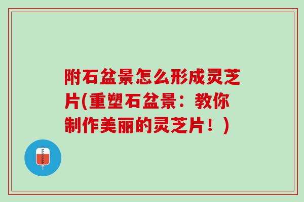附石盆景怎么形成灵芝片(重塑石盆景：教你制作美丽的灵芝片！)