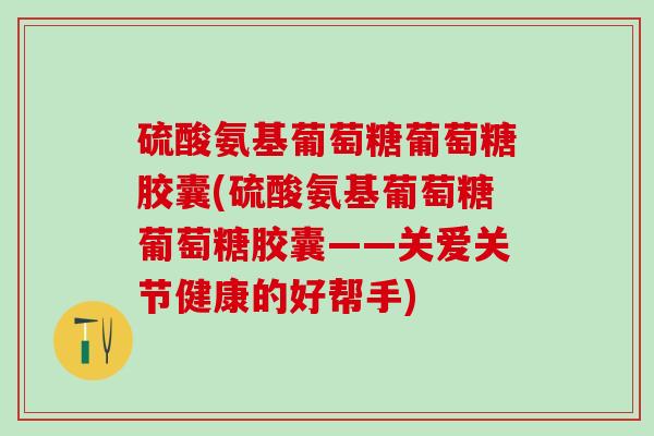 硫酸氨基葡萄糖葡萄糖胶囊(硫酸氨基葡萄糖葡萄糖胶囊——关爱关节健康的好帮手)