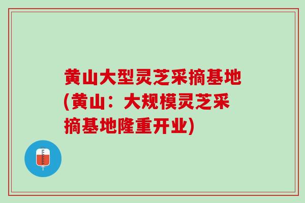 黄山大型灵芝采摘基地(黄山：大规模灵芝采摘基地隆重开业)
