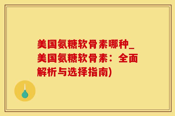 美国氨糖软骨素哪种_美国氨糖软骨素：全面解析与选择指南)