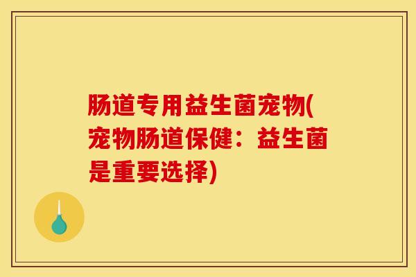 肠道专用益生菌宠物(宠物肠道保健：益生菌是重要选择)