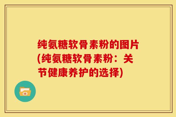 纯氨糖软骨素粉的图片(纯氨糖软骨素粉：关节健康养护的选择)