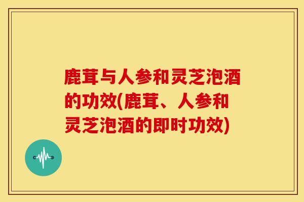 鹿茸与人参和灵芝泡酒的功效(鹿茸、人参和灵芝泡酒的即时功效)