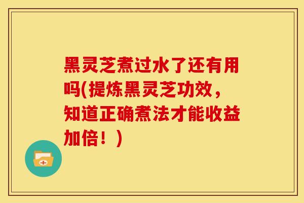 黑灵芝煮过水了还有用吗(提炼黑灵芝功效，知道正确煮法才能收益加倍！)
