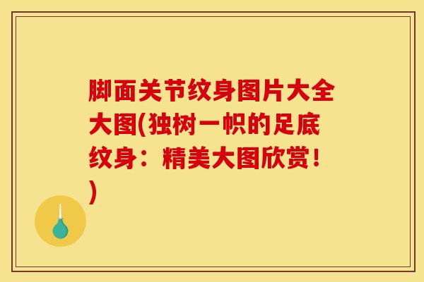 脚面关节纹身图片大全大图(独树一帜的足底纹身：精美大图欣赏！)