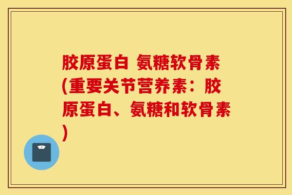 胶原蛋白 氨糖软骨素(重要关节营养素：胶原蛋白、氨糖和软骨素)