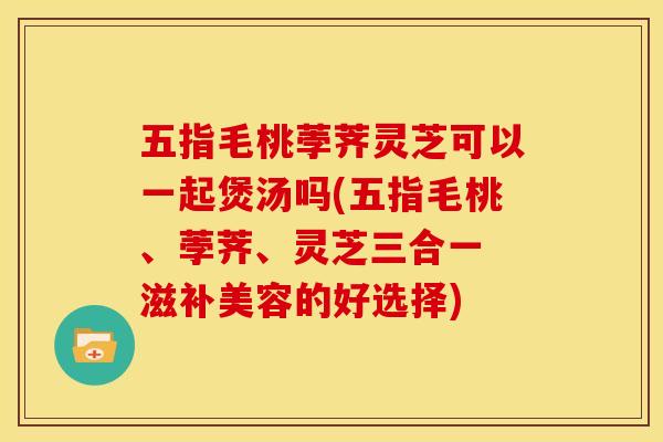 五指毛桃荸荠灵芝可以一起煲汤吗(五指毛桃、荸荠、灵芝三合一 滋补美容的好选择) 五指毛桃荸荠灵芝可以一起煲汤吗(五指毛桃、荸荠、灵芝三合一 滋补美容的好选择)