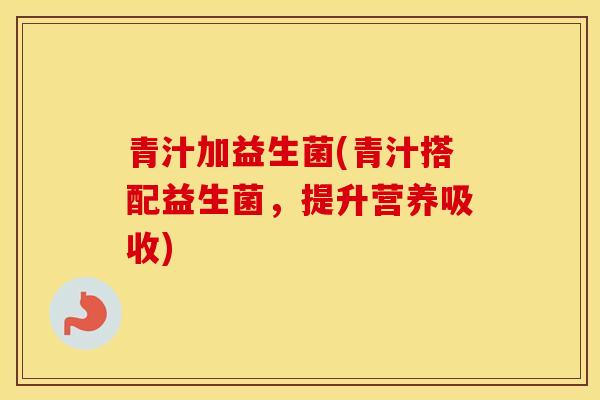 青汁加益生菌(青汁搭配益生菌，提升营养吸收)