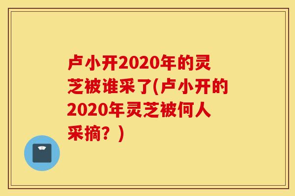 卢小开2020年的灵芝被谁采了(卢小开的2020年灵芝被何人采摘？)