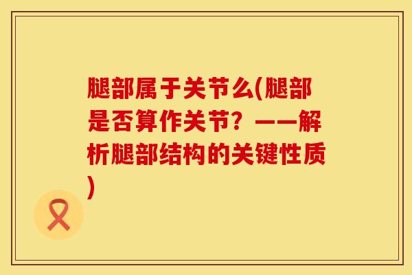 腿部属于关节么(腿部是否算作关节？——解析腿部结构的关键性质)