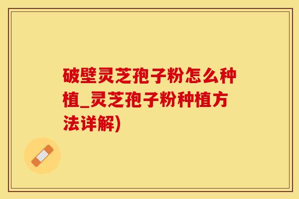 破壁灵芝孢子粉怎么种植_灵芝孢子粉种植方法详解)